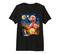 Flamingo Howling to The Moon Starry Night Premium T-Shirt