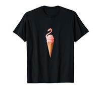 Flamingo Ice Cream Cone Funny Summer Surreal Art T-Shirt