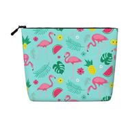 Flamingo Ice Cream Fruit Fake Hemp Travel Toiletry Bag - Reusable Cosmetic Accessories Toiletry Organizer for Women - Multiple Uses