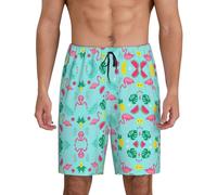 Flamingo Ice Cream Fruit Men'S Soft Sleep Shorts, Comfy Lounge Sleeping Shorts Pants Breathable Summer Sleepwear