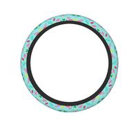 Flamingo Ice Cream Fruit Print Car Steering Wheel Protector Non-Slip Cute Fit Cars Trucks Driver Easy Installation