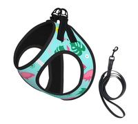 Flamingo Ice Cream Fruit Print Reflective No Choke Pet Vest Harness,Adjustable Soft Padded Dog Harness With Easy Control Handle