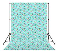 Flamingo Ice Cream Fruit Printed Photography Backdrop, Wrinkle Resistant Polyester Cloth, Portrait Studio Video Drapes