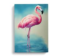 Flamingo In A Pond Canvas Wall Art Print 30x20 Inch