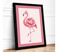 Flamingo in Bloom Botanical Framed Wall Art Print A3 (42×29.7cm) Black, Wall Decor for Living Room, Bedroom, Office & Home, Ready to Hang, Art Gift