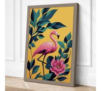 Flamingo in Bloom Tropical Canvas Wall Art Print 30x20 Inch