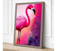 Flamingo in Bloom Tropical Canvas Wall Art Print 36x24 Inch
