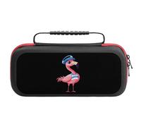 Flamingo in Hat and Shirt Funny Carrying Case for Switch Hard Protective Cover for Game Card and Accessories