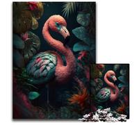 Flamingo in Jungle Style 1000 Piece Jigsaw Puzzle Challenging Puzzles Brain Teaser Game for Teenagers Perfect 1000 PCS(38x26cm)
