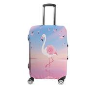 Flamingo in Pink Lake Travel Luggage Cover Stretchable Airplane Suitcase Protector Sleeve Universal Washable Fit for 19-32 Inch Checked Baggage,Water Resistant Durable Luggage Protector X-Large, white
