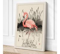 Flamingo in Shallow Water Canvas Wall Art Print 30x20 Inch
