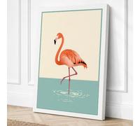 Flamingo in Shallow Water Canvas Wall Art Print 30x20 Inch (76 x 51 cm)