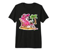 Flamingo in Sunglasses Palm Tree Beach Premium T-Shirt