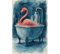 Flamingo in the Bath - A5 A4 A3 Animal Poster Wall Art Home Decor Featuring Wildlife Creatures Fox Bear Owl and More for Nature Inspired Interior Style (A3 (420x297mm), High-resolution paper)