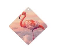 Flamingo in The Sky Cute Car Air Fresheners Long Lasting Scent Car Mirror Hanging Scented Cards Tablets Rhombus