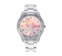Flamingo in The Sky Men's Quartz Wrist Watches Fashion Casual Business Steel Band Wristwatch