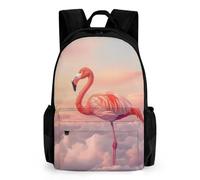 Flamingo in The Sky Trendy Printed Travel Backpack with Pocket Funny 16 Inch Shoulder Daypack for Work Hiking Camping