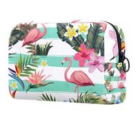 Flamingo in The Tropical Plants Jungle Cosmetic Bag for Women, Travel Toiletries Bags Large Makeup Handy Pouch Organiser Bag with Zipper