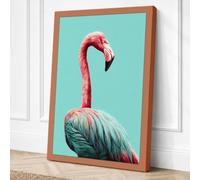 Flamingo in Turquoise Canvas Wall Art Print 24x16 Inch