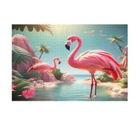 Flamingo Jigsaw Puzzles for Kids 1000 Pieces 3d Wooden Puzzle Decompression Game for Adults Women Girl Educational Game Toys (75×50cm)