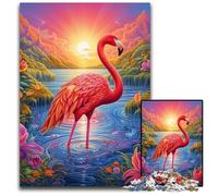 Flamingo JigsawPuzzle 1000 Pieces for Adults Wooden Jigsaw Puzzles for Adults Ideal DIY Decor & Brain Teaser Gift 50x75CM/19.68x29.52inch