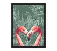 Flamingo Jungle Love Large Framed Art Print Poster Wall Decor 18x24 inch