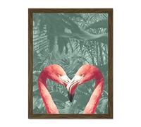 Flamingo Jungle Love Large Framed Art Print Poster Wall Decor 18x24 inch
