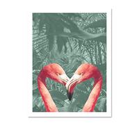 Flamingo Jungle Love Large Framed Art Print Poster Wall Decor 18x24 inch
