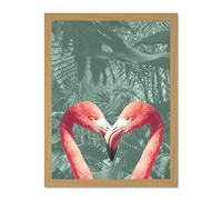 Flamingo Jungle Love Large Framed Art Print Poster Wall Decor 18x24 inch