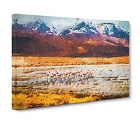 Flamingo Lake In Bolivia In Abstract Modern Art Canvas Wall Art Print Ready to Hang, Framed Picture for Living Room Bedroom Home Office Décor, 30x20 Inch (76x50 cm)