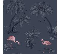 FLAMINGO LAKE WALLPAPER - MIDNIGHT BLUE - HOLDEN 12382 NEW