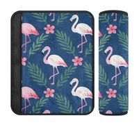 Flamingo Leaf Green 2 Pack seat Belt Covers Shoulder Pads Release Stress to Your Neck and Shoulders for Van Protector para cinturón de carro