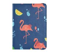 Flamingo Lemon Pattern Passport Holder for Travel with Credit Card Holder Slots RFID Passport Book Holders PU Leather Travel Accessories for Women Men
