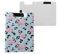 Flamingo Leopard Clipboard a4 Clip Board Foldover Document Folder Files for Paperwork with Clips Lightweight Plastic