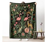 Flamingo Leopard Couch Blanket 40x50 Inch, Tropical Jungle Animal Throw Blanket for Bed Cozy Blankets, Farmhouse Wildlife Fleece Blankets Warm Soft Lightweight for Fall Summer Spring Winter