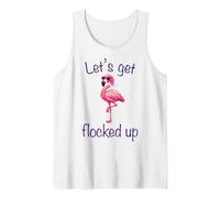 Flamingo - Lets Get Flocked Up Tropical Party Bird Humor Tank Top