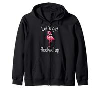 Flamingo - Lets Get Flocked Up Tropical Party Bird Humor Zip Hoodie