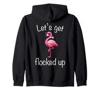 Flamingo - Lets Get Flocked Up Tropical Party Bird Humor Zip Hoodie