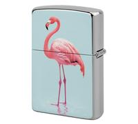 Flamingo Lighter Case Metal Protective Cover with Double-Sided Art Design, Cool Lighters Pouch Shockproof Lighter Cover for Men Women Gifts, Lighters Not Included