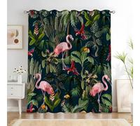 Flamingo Living Room Curtains Tropical Rainforest Curtains with Hooks, Thermal Insulated Blackout Twopage Curtain, Energy Saving Super Soft for Decoration Curtain 90x90 Inch O835