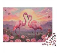 Flamingo Love-Artistic Sunset Scene Jigsaws 1000 Pieces for Adults with Precision Cut Centenary Jigsaws As A Stress Relief Puzzle for Fun Activity for Home 70x50cm/1000pcs