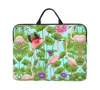 Flamingo Love Flowers 14 Inches Laptop Sleeve Compatible Protective Case With Zipper Classic Portable Handle