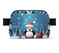 Flamingo Love Flowers Fanny Pack Crossbody Waist Bag Pack Waterproof Mini Belt Bag Bum Hip Bag for Men Women, Christmas Penguin, One Size