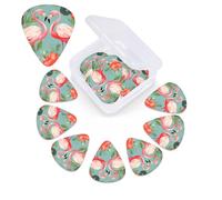 Flamingo Love Flowers Guitar Picks 12 Pack Plectrums with Organizer Box, 3 Different Thickness Includes Thin Medium Heavy Picks