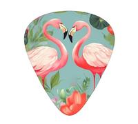 Flamingo Love Flowers Guitar Plectrums, 12 Pcs Lightweight Guitar Plectrums, 0.46mm/0.71mm/0.96mm Thickness For Acoustic Guitar Acoustic Electric Guitar Ukulele Bass