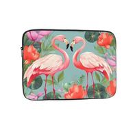 Flamingo Love Flowers Laptop Sleeve Bag 10 Inch, Waterproof Shockproof Laptop Case Bag Computer Skin Bags Lightweight Tablet Carrying Case