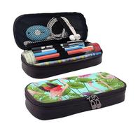 Flamingo Love Flowers Leather Pencil Case Stationery Portable Multifunctional Storage Bag Academy Supplies
