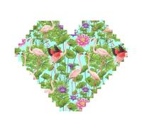 Flamingo Love Flowers Print Art Brick Puzzle Heart Shaped DIY Building Blocks Set 3D Jigsaw Home Decor 82 Pieces