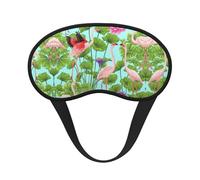 Flamingo Love Flowers Print Blackout Sleep Mask, with Adjustable Strap for Travel, Night Work, Nap, Office