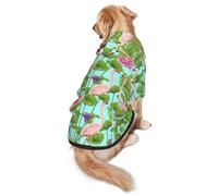 Flamingo Love Flowers Print Dog Hoodie Pet Sweatshirt, Warm, Soft And Breathable Hooded Clothes For Medium To Large Dogs, Easy-To-Wear Design, For Winter And Fall